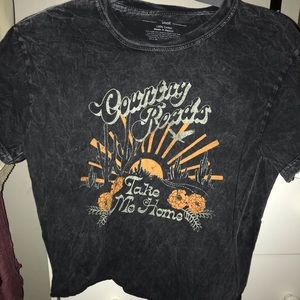 black shirt with orange flowers